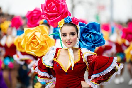 Ovar, Portugal - March 3: Group Barulhentas during the Carnival Parade on March 3, 2019 in Ovar, Portugalのeditorial素材