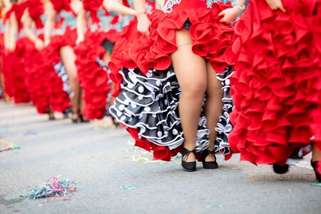 Ovar, Portugal - March 3: Group Melindrosas during the Carnival Parade on March 3, 2019 in Ovar,...