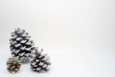 Three kind of cones in the bottom left corner on white backgroundの写真素材