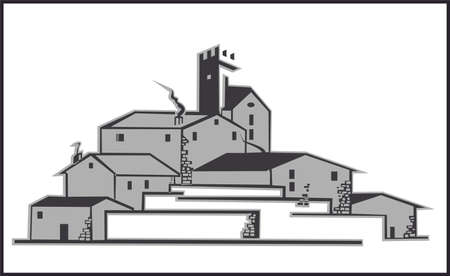 stylized village designのイラスト素材