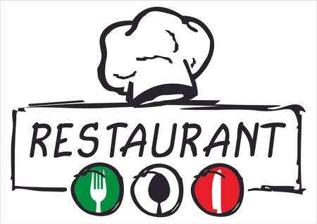 Advertising  for restaurant, with chef hatのイラスト素材