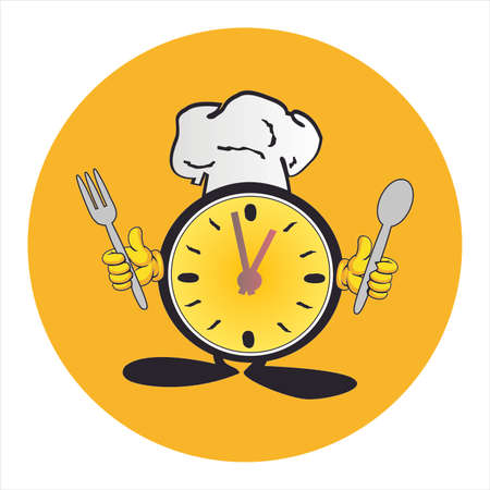 Cute stylized drawing of cook, fork and spoonのイラスト素材