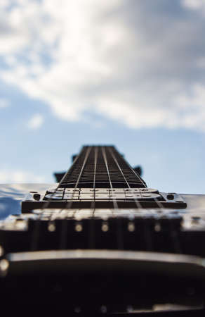 Guitar model Les Paul, red and yellowの写真素材