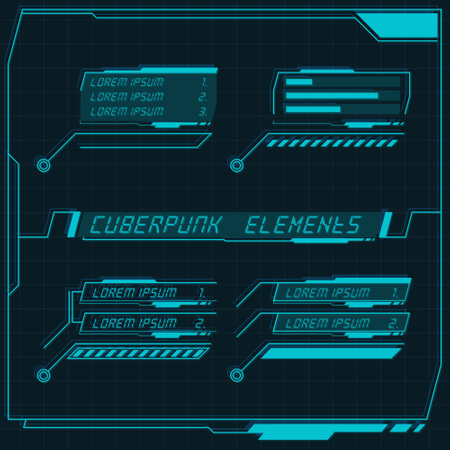 Scifi futuristic control panel collection of HUD elementsのイラスト素材