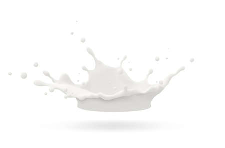 Milk jet, milky splash, vector realistic liquid white splash on isolated background. 3d illustrationのイラスト素材