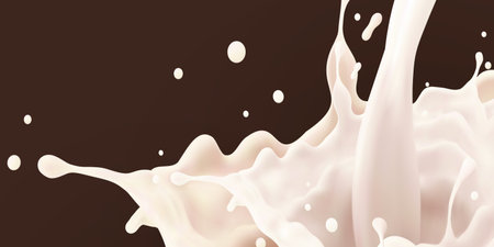 Milk jet background, milky splash, vector realistic liquid white splash on isolated background. 3d illustrationのイラスト素材