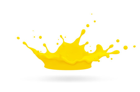 Yellow paint splashes isolated on white background. 3d rendering.のイラスト素材