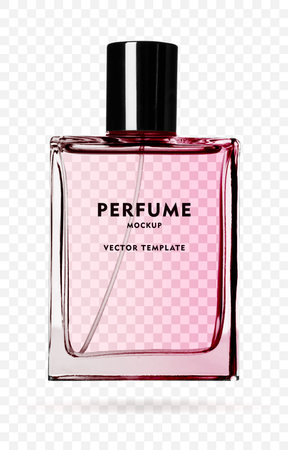 perfume bottle. glass bottle for perfume and perfumery .Vector illustration realistic 3d mockupのイラスト素材