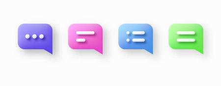 chat icon. Speech bubbles with text. 3d vector illustration.のイラスト素材