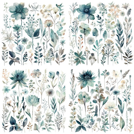 Seamless pattern with watercolor flowers. Hand-drawn illustration.のイラスト素材