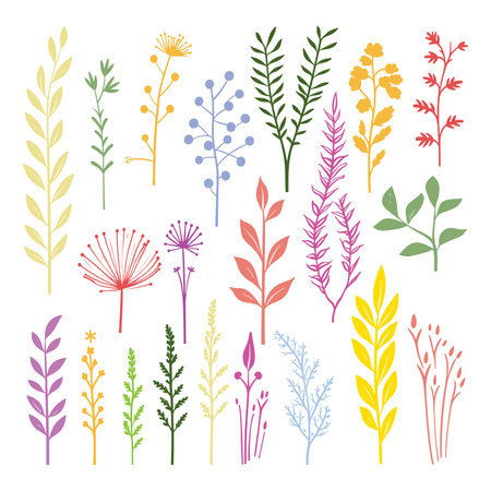 beautiful flowers leaves and twigsのイラスト素材