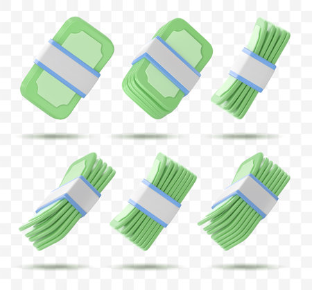 3d icon money, bank notesのイラスト素材