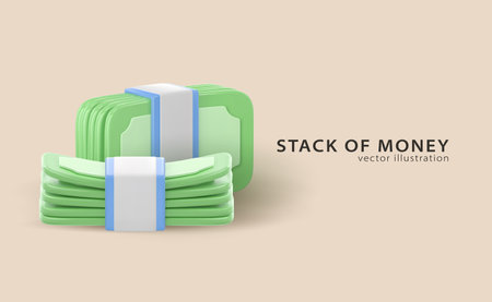 3d icon money, bank banknotesのイラスト素材