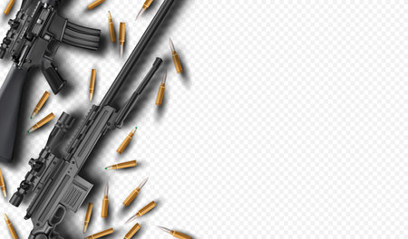 Rifle and bullets on a transparent background. Vector illustration for your designのイラスト素材
