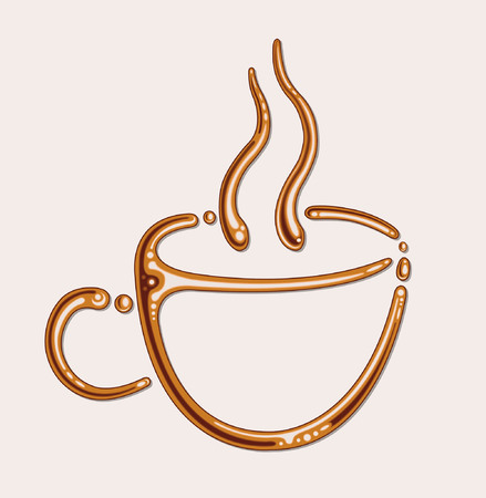 "Liquid Coffee Cup". In this illustration document a coffee cup is designed with coffee liquid and it is convenient to use without background.のイラスト素材