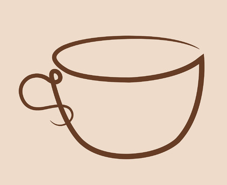 "Single Line Coffee Cup" In this vector based illustration document a coffee cup designed with only one line and it is convenient to use without background.のイラスト素材