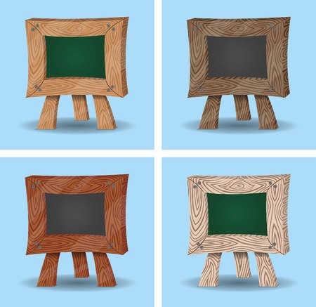 Mini chalkboard cartoons. All the chalkboard images and backgrounds are in different layers.のイラスト素材
