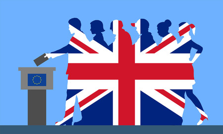 British voters crowd silhouette. All the silhouette objects.のイラスト素材