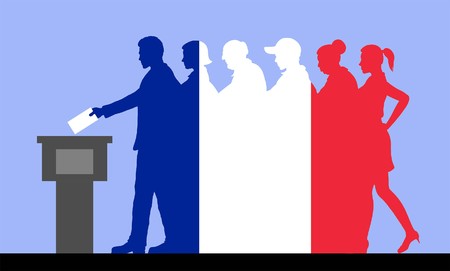 French voters crowd All of the silhouette objects.のイラスト素材