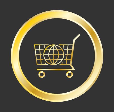 E-commerce icon in gold. All the objects and background are in different layers.のイラスト素材