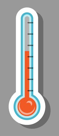 Thermometer icon that symbolizes health and body temperature. All the objects, shadows and background are in different layers. のイラスト素材