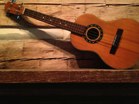 ukulele on mantleの写真素材