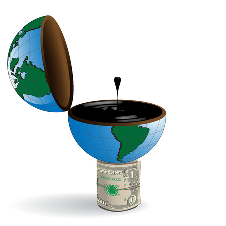 abstract drawing dollar and globe with oilのイラスト素材