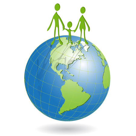 People on globeのイラスト素材