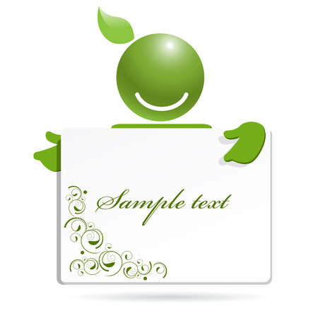 green person and tablet with patternのイラスト素材