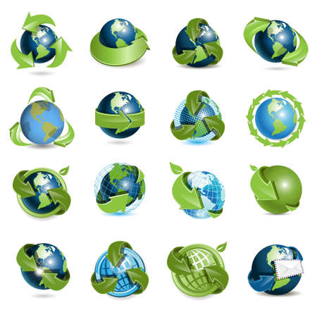 icons globe and arrowsのイラスト素材