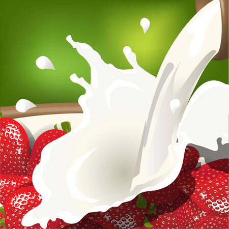 milk and strawberryのイラスト素材