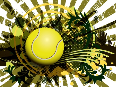 illustration, tennis ball on abstract green backgroundのイラスト素材