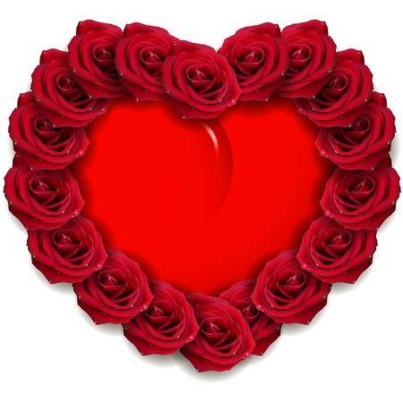 illustration, red roses around a red heartのイラスト素材