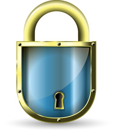 illustration of a metal padlock with a blueのイラスト素材