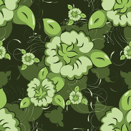 Seamless texture illustration with flowers and leavesのイラスト素材