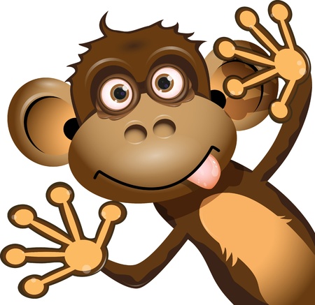 illustration a brown monkey on a white backgroundのイラスト素材