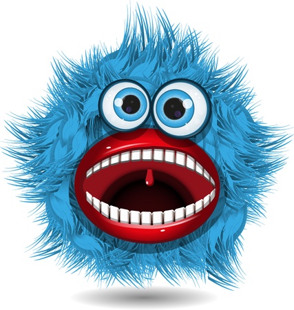 illustration fairy shaggy blue monster with blue eyesのイラスト素材