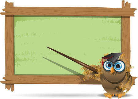 illustration, school board with inscription and owlのイラスト素材