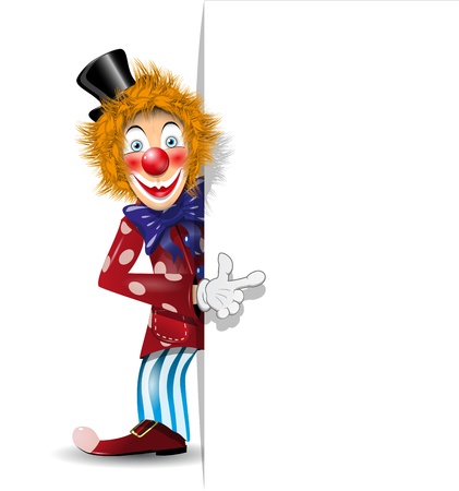 illustration redheaded cheerful clown in black hatのイラスト素材
