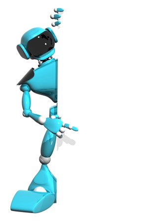 3d illustration of a blue robot on white backgroundの写真素材