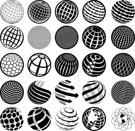 illustration of black and white icons globeのイラスト素材