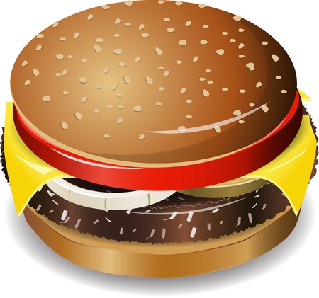 illustration tasty cheeseburger on a white backgroundのイラスト素材