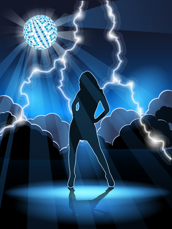 illustration, abstract background with woman in night clubのイラスト素材