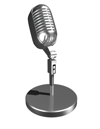 3d illustration of a microphone on a white backgroundの写真素材