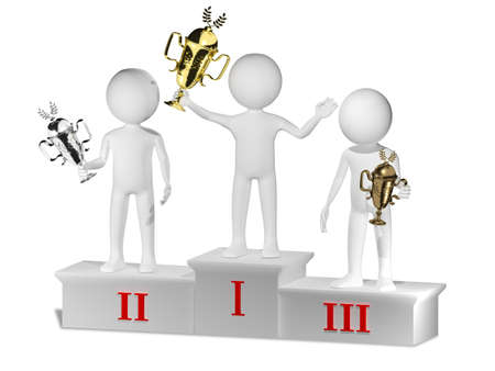 3d illustration of winners on the podiumの写真素材