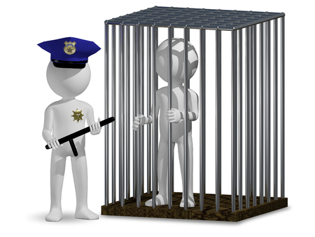 3d illustration of abstract cop and prisonerの写真素材