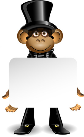 illustration monkey in a top hat with white backgroundのイラスト素材