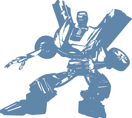 Illustration Abstract Metal Robot Car on Whiteのイラスト素材