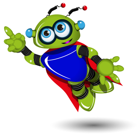 Illustration cartoon super robot in a raincoatのイラスト素材