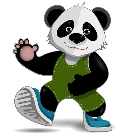 illustration cute fat panda on a white backgroundのイラスト素材